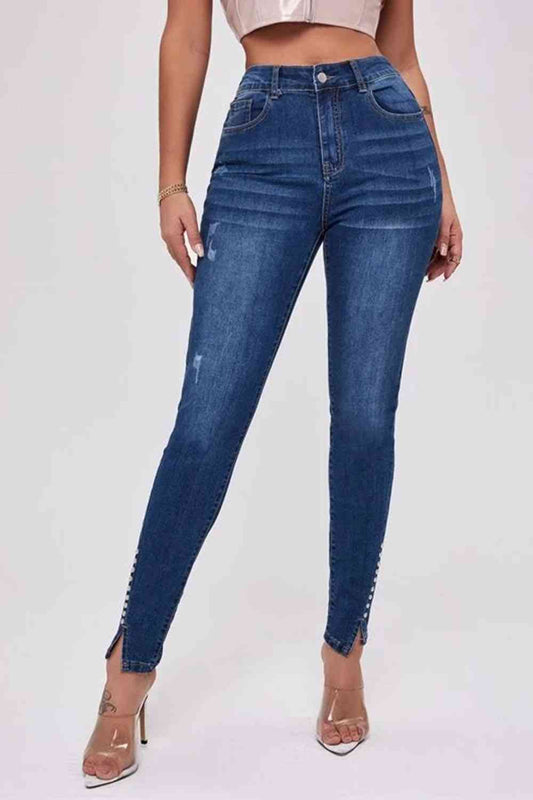 Slim Fit Jeans with Button Details