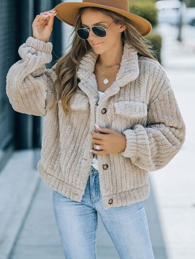 Fuzzy Button Up Jacket
